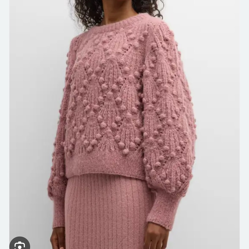 Eleven Six Marisa Popcorn Stitch wool sweater in Mineral Pink